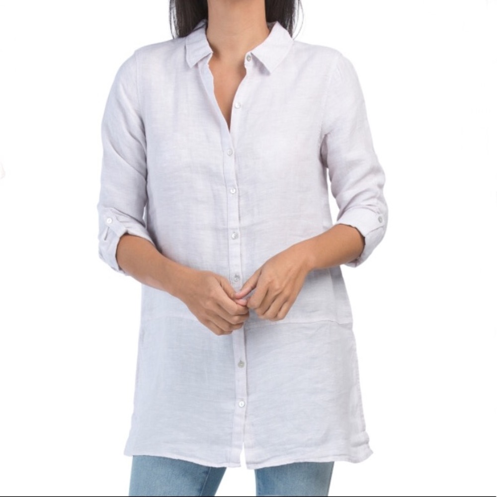 TAHARI Linen Tunic Shirt